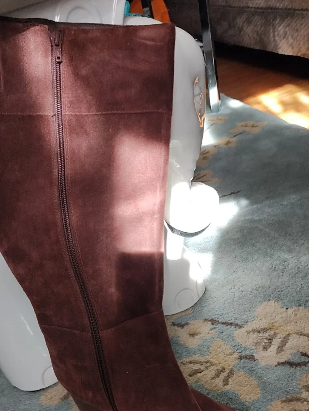 Brown Suede Knee-High Women’s Boots